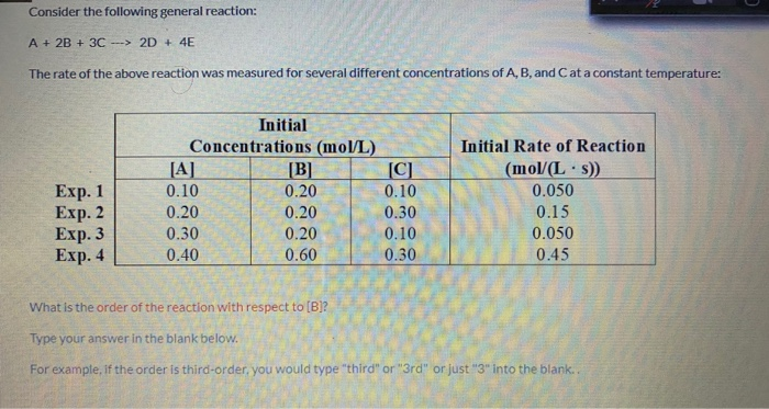 Solved Consider The Following General Reaction: A + 2B + 3C | Chegg.com