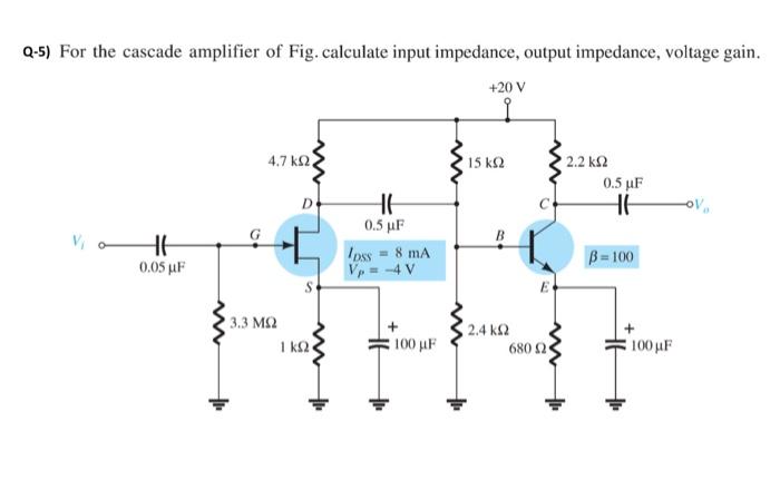 Solved Q-5) For the cascade amplifier of Fig. calculate | Chegg.com