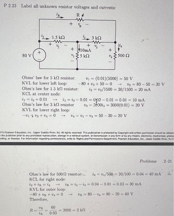 Solved P 2.23 Label all unknown resistor voltages and | Chegg.com