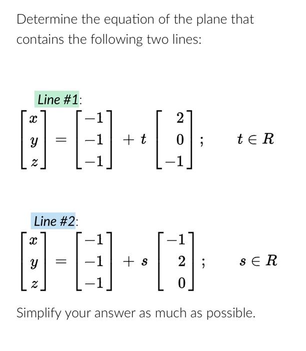 Plane Determined By Two Lines – Equation of plane containing two ...