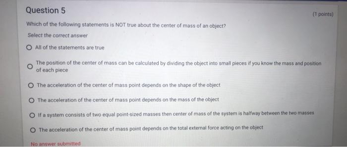 Solved Question 5 (1 Points) Which Of The Following | Chegg.com