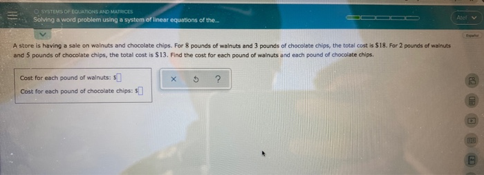 Solved SYSTEMS OF EQUATIONS AND MATRICES Solving a word | Chegg.com