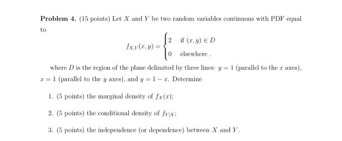 Solved Problem 4 15 Points Let X And Y Be Two Random