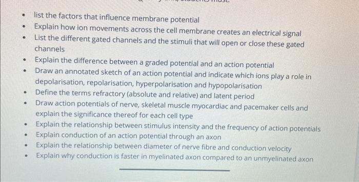 Solved - list the factors that influence membrane potential | Chegg.com