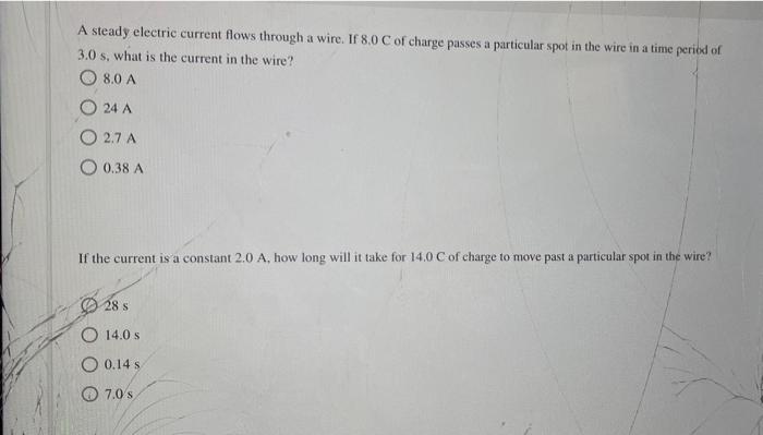 Solved A steady electric current flows through a wire. If | Chegg.com
