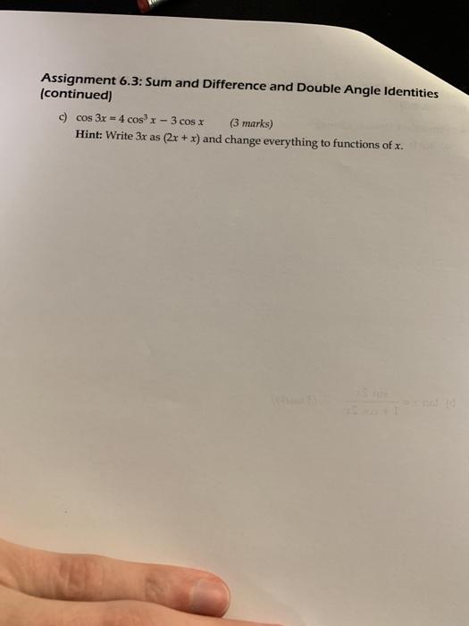 Solved Assignment 6.3: Sum and Difference and Double Angle | Chegg.com