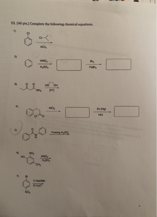 Solved 11.(40 pts.) Complete the following chemical | Chegg.com