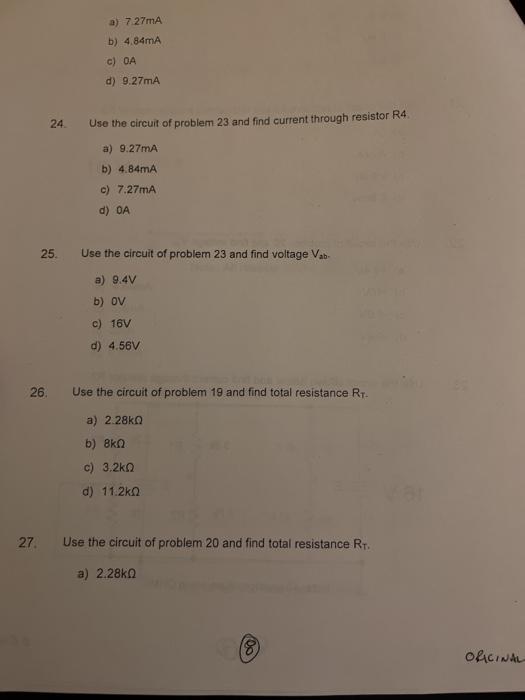 Solved 19. Use the circuit shown below and find current | Chegg.com