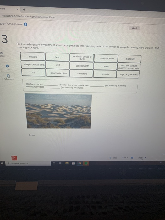 Solved For The Sedimentary Environment Shown, Complete The | Chegg.com