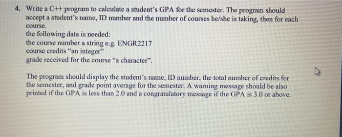 Solved course. 4. Write a CH program to calculate a | Chegg.com