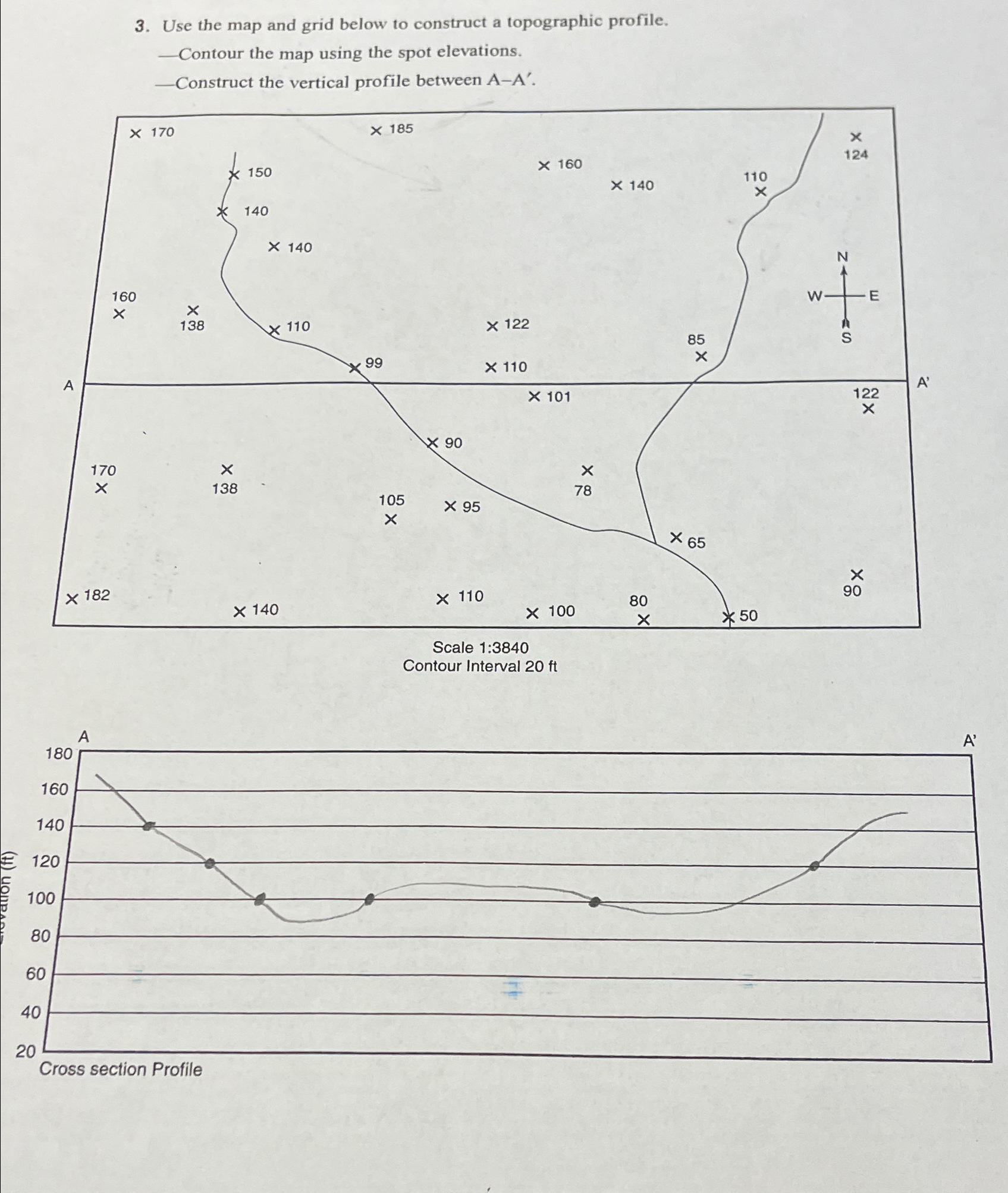 Solved Use The Map And Grid Below To Construct A Topographic | Chegg.com