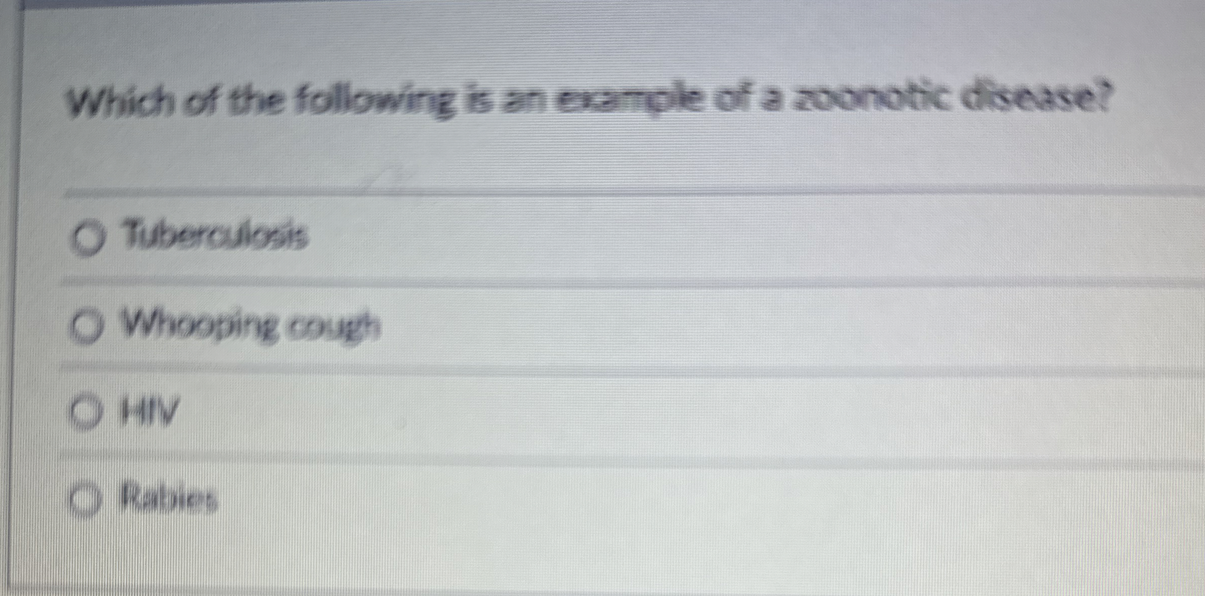 Solved Which of the following is an example of a zoonotic