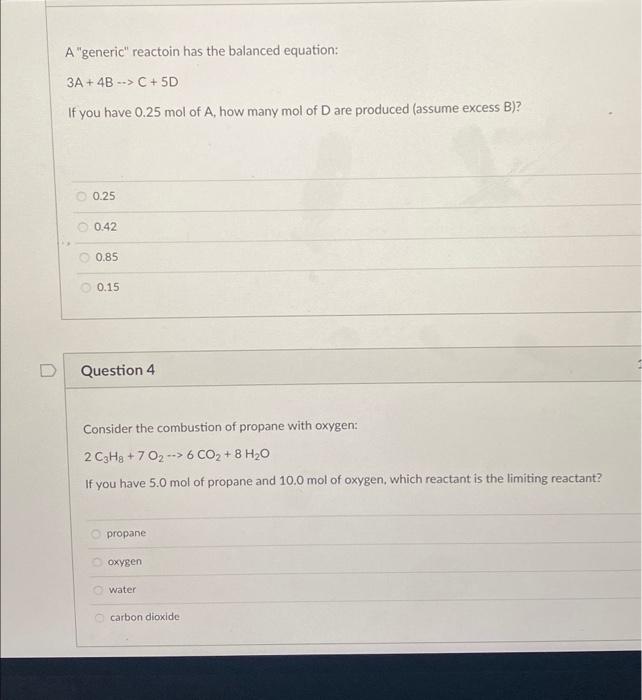 Solved A "generic" reactoin has the balanced equation: | Chegg.com