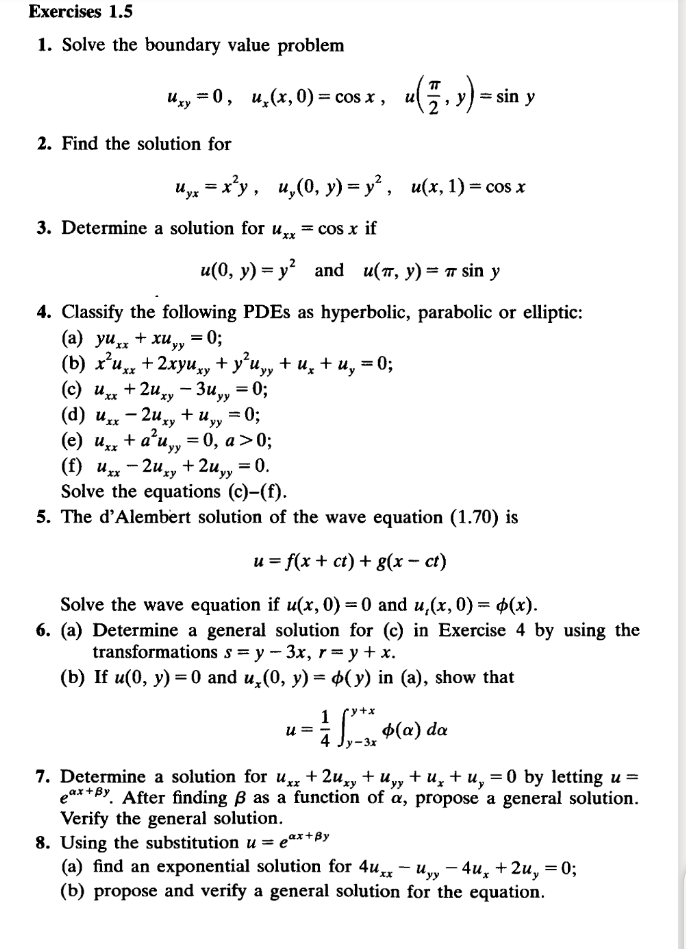 Solved Exercises 1.5 1. Solve the boundary value problem TT | Chegg.com