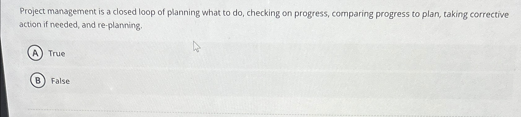 Solved Project management is a closed loop of planning what | Chegg.com
