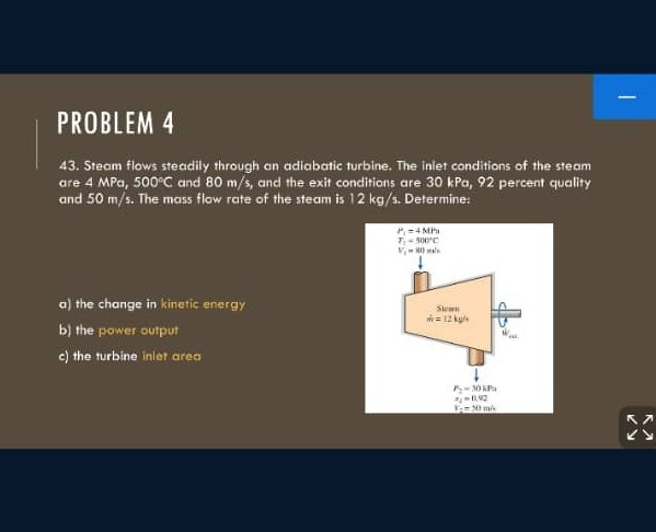 Solved PROBLEM 4 43. Steam flows steadily through an | Chegg.com