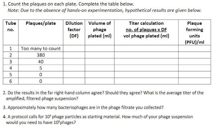 Solved 1. Count The Plaques On Each Plate. Complete The | Chegg.com