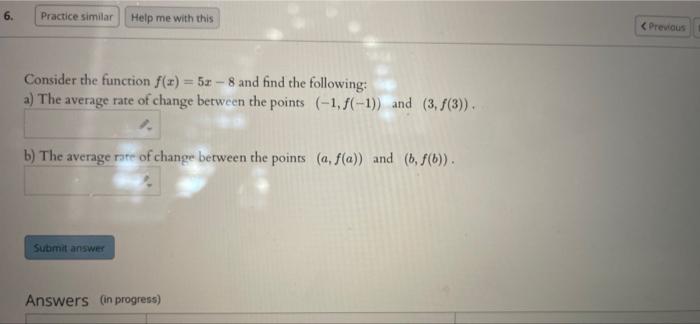 Solved Consider the function f(x)=5x−8 and find the | Chegg.com