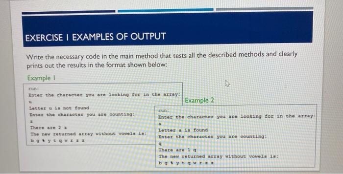 Solved EXERCISE I WORKING WITH ARRAYS • Create a new class | Chegg.com