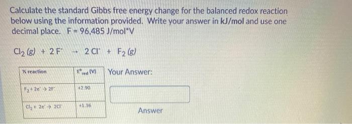 Solved Calculate the standard Gibbs free energy change for | Chegg.com