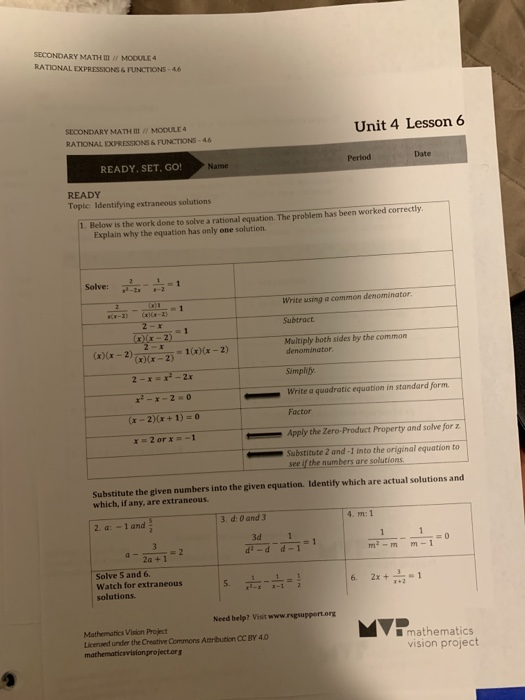 Secondary Math 3 Module 6 Answer Key Home School
