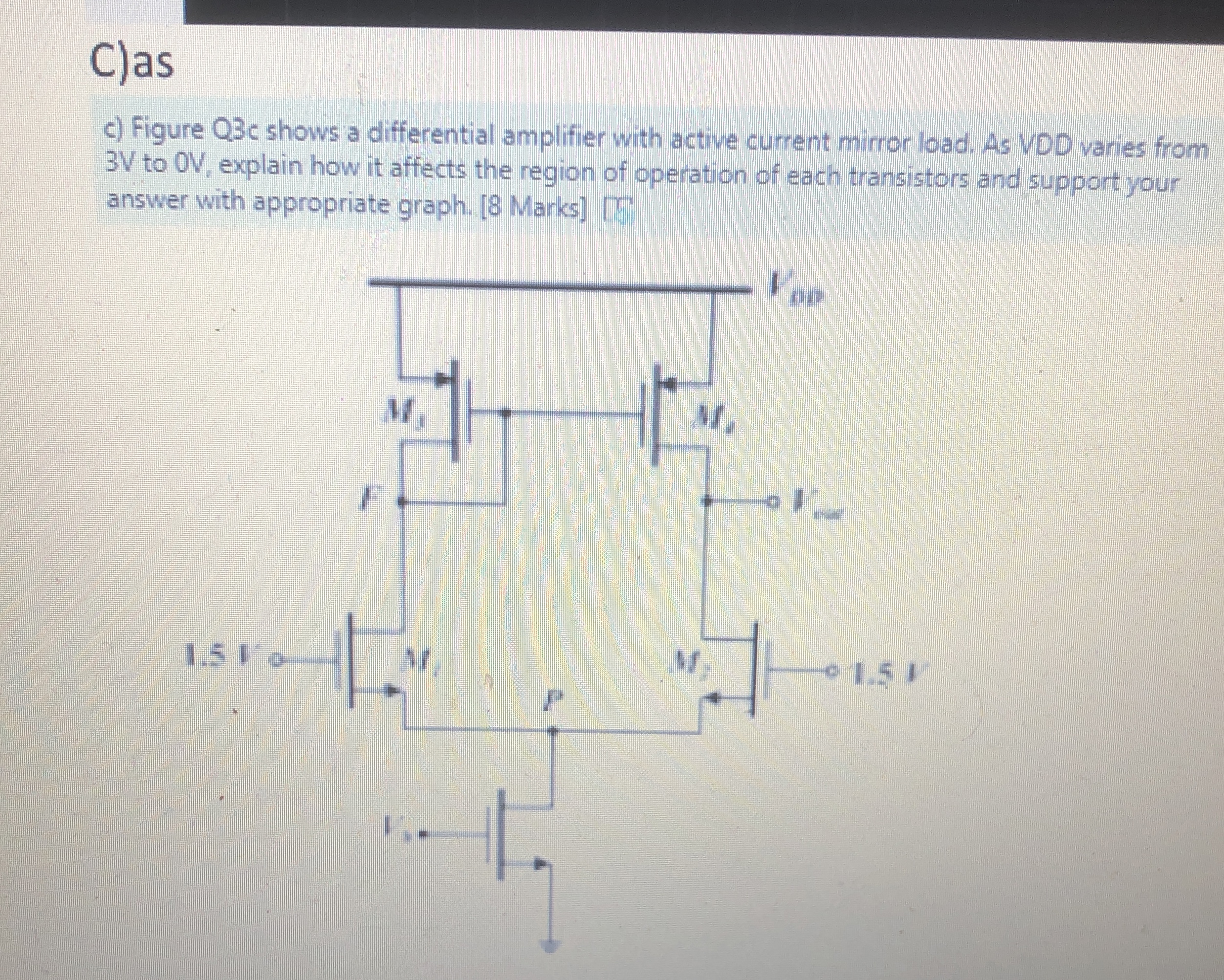 Solved C)asc) ﻿Figure Q3c shows a differential amplifier | Chegg.com