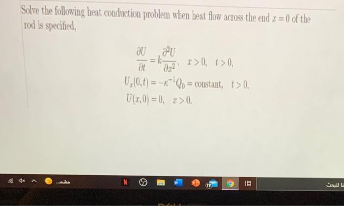 Solved Solve the following heat conduction problem when heat | Chegg.com