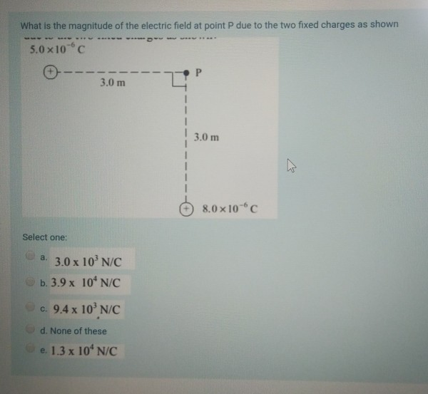 Solved What is the magnitude of the electric field at point | Chegg.com