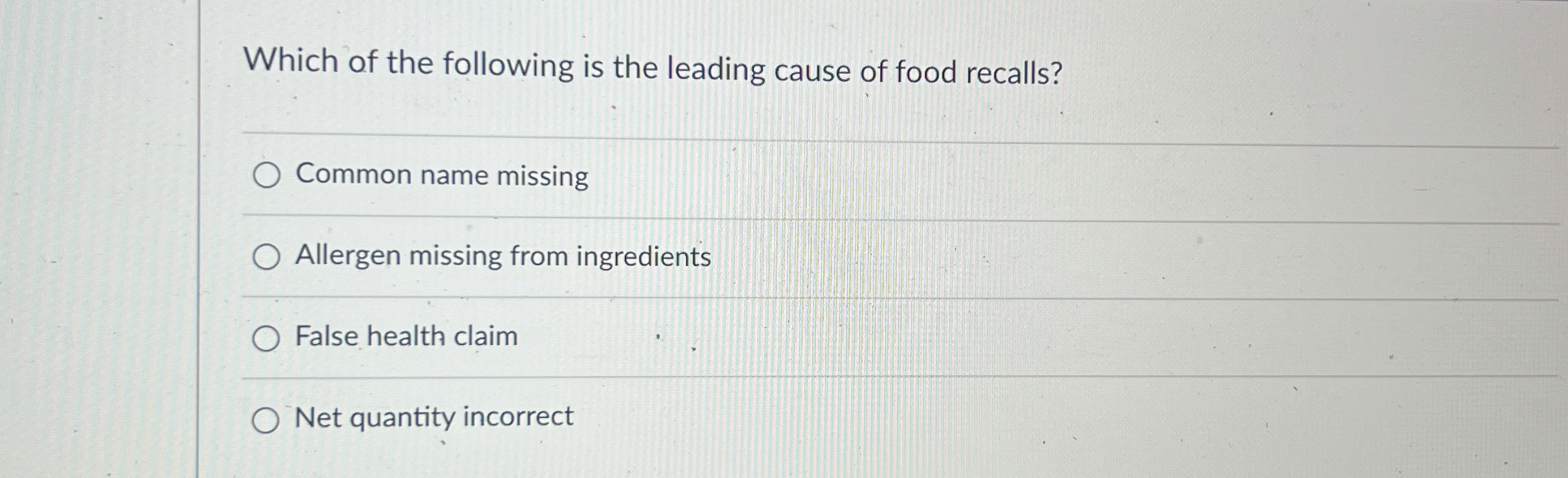 Solved Which of the following is the leading cause of food | Chegg.com