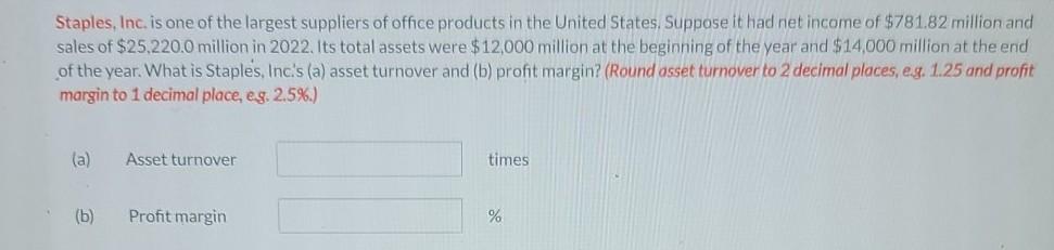 Solved Staples, Inc. Is One Of The Largest Suppliers Of | Chegg.com