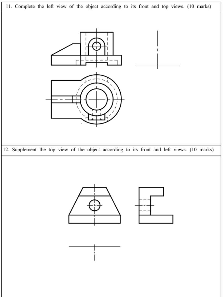 Solved 11. Complete the left view of the object according to | Chegg.com