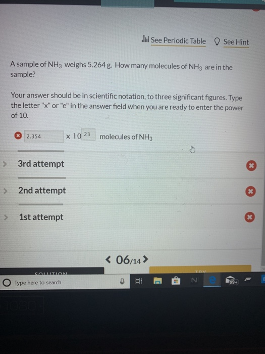 Solved See Periodic Table See Hint A sample of NH3 weighs