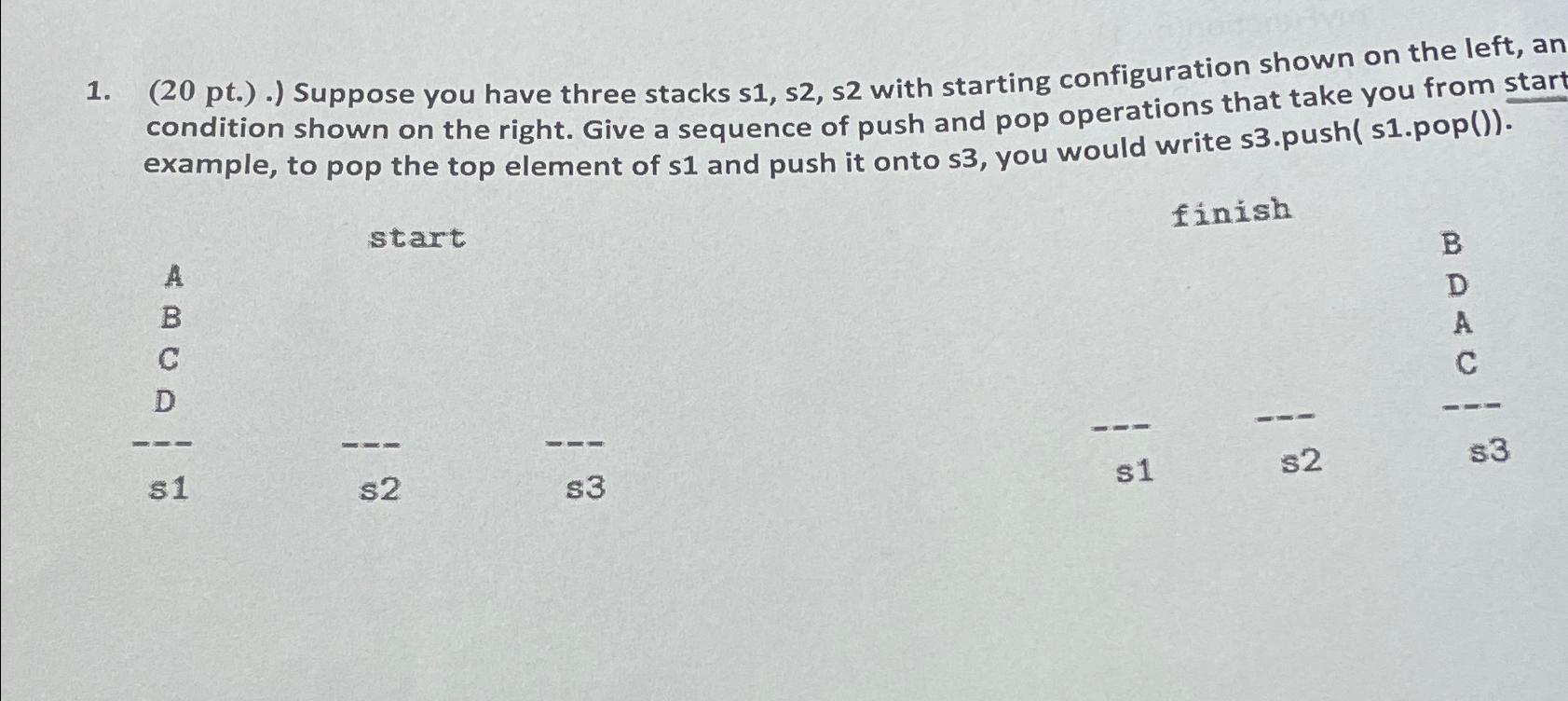 Solved 20 ﻿pt ﻿suppose You Have Three Stacks S1s2s2 5934