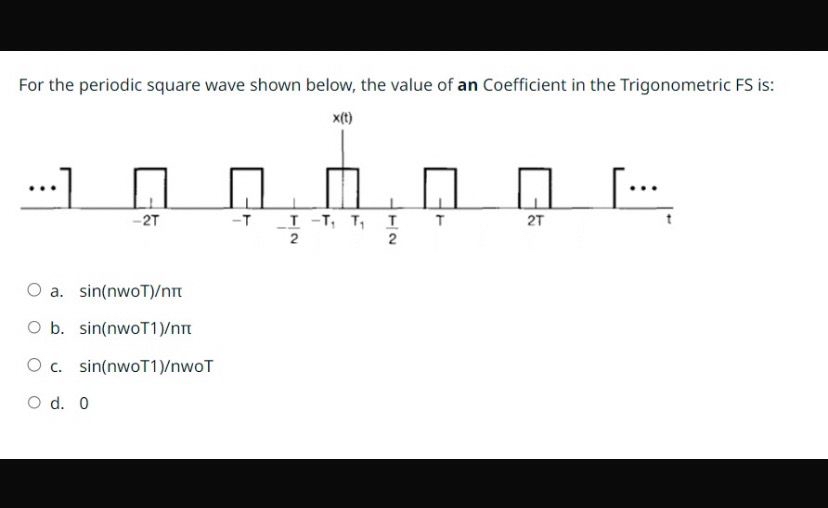 Solved For the periodic square wave shown below, the value | Chegg.com