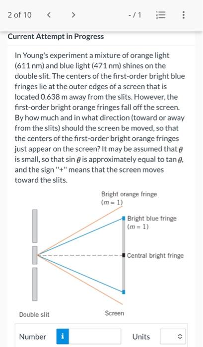 Solved In Young's experiment a mixture of orange light (611 | Chegg.com