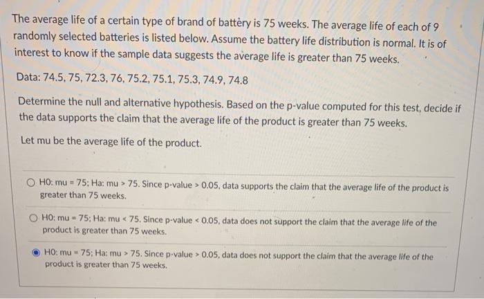 Solved the average life of a certain type of brand of chegg