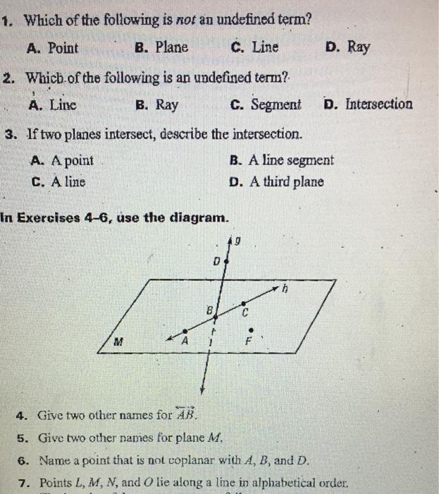 1 Which Of The Following Is Not An Undefined Term Chegg 