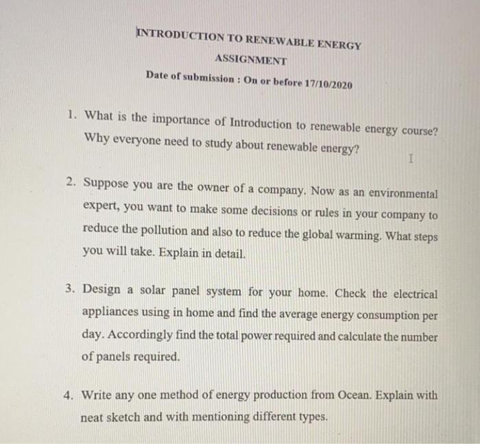 introduction to energy assignment