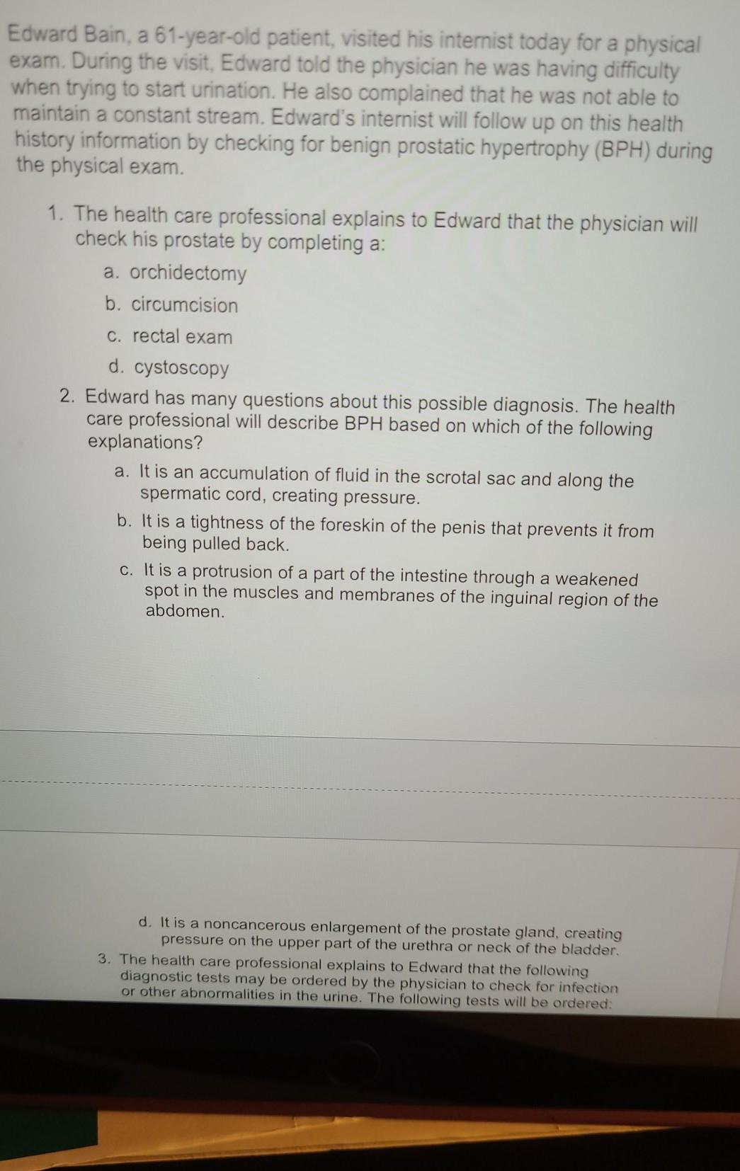 Solved Edward Bain, a 61-year-old patient, visited his | Chegg.com