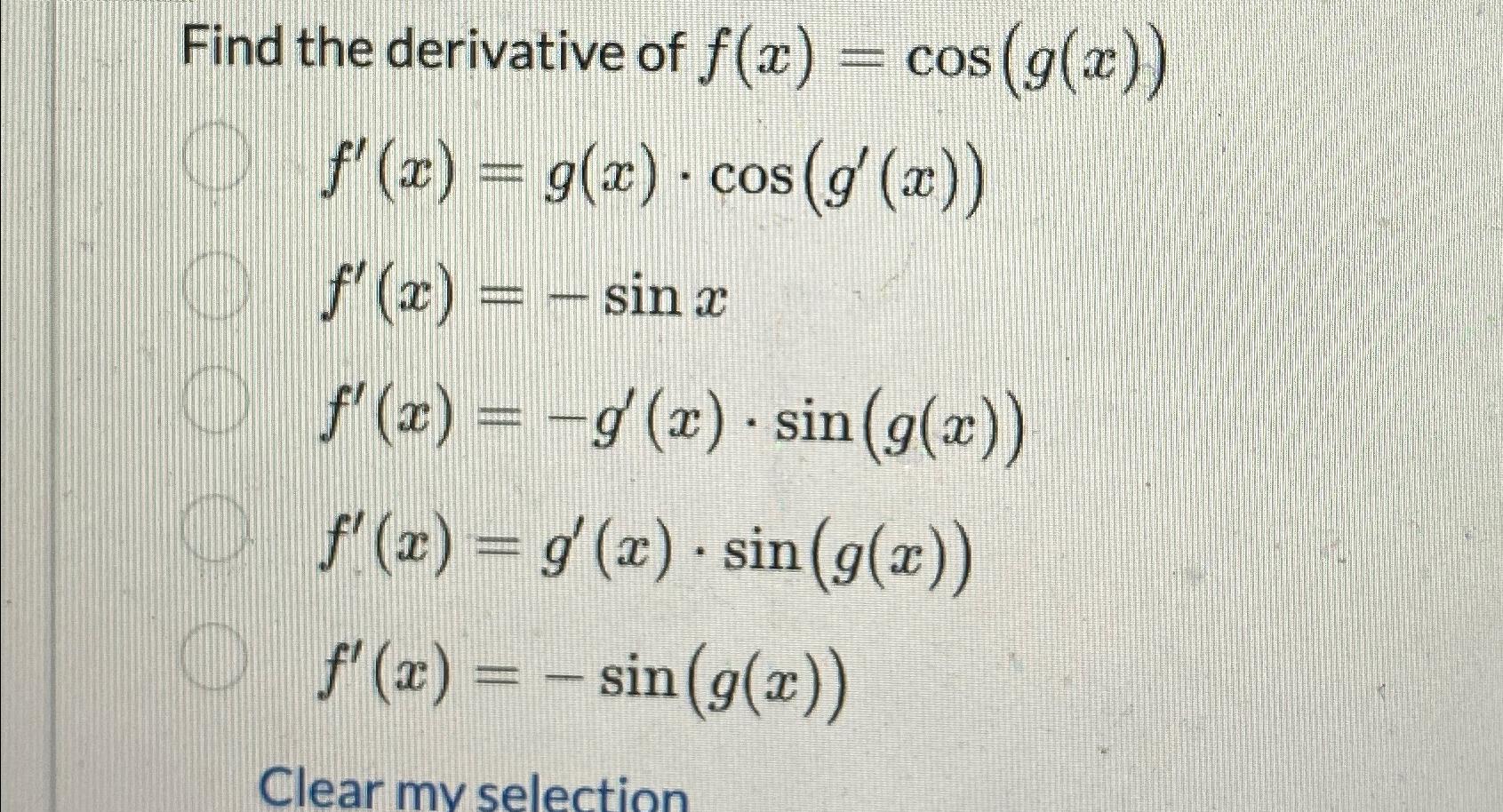 derivative of f x )= sin x cos x