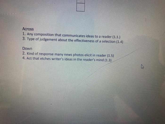 Becoming a Critical Reader/Thinker Crossword (8 pts ) Chegg com