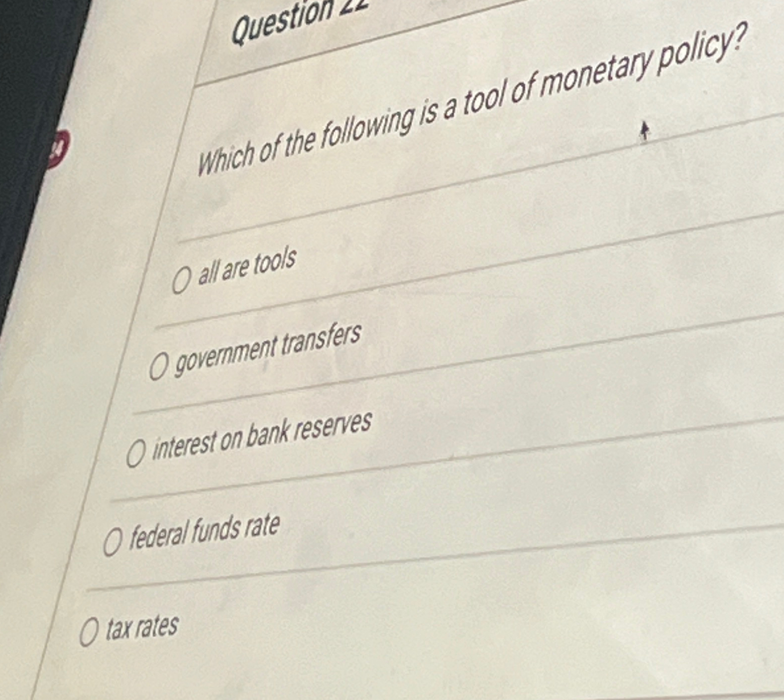 Solved Which of the following is a tool of monetary policy?O | Chegg.com
