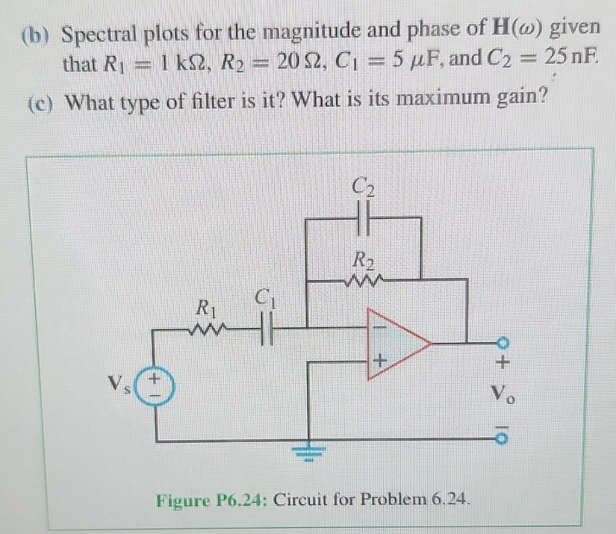 Solved 6.24 For the op-amp circuit of Fig. P6.24 provide the | Chegg.com