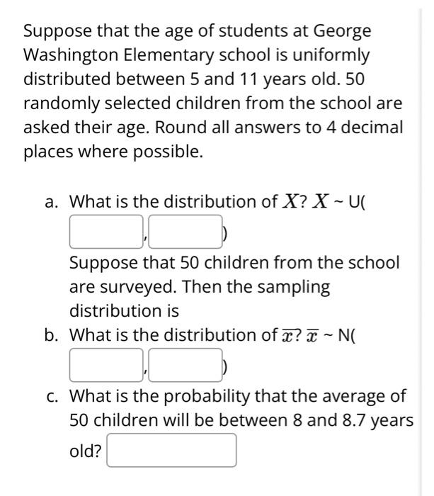 Solved Suppose that the age of students at George Washington | Chegg.com