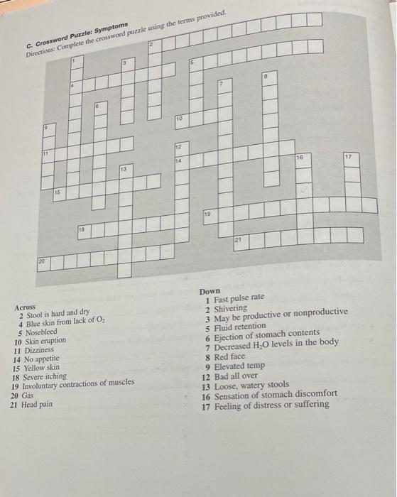 Solved C. Crossword Puzzle Symptoms Directions Complete