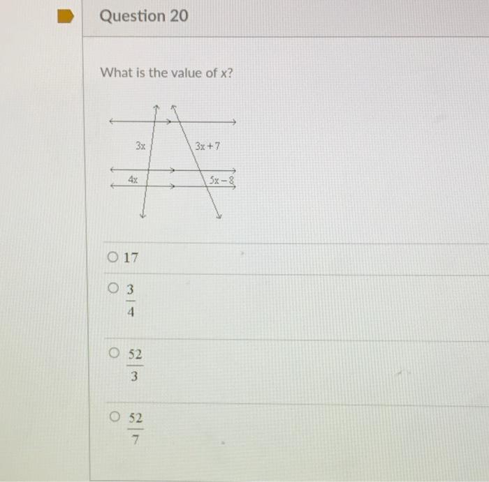 Solved Question 19 What Is The Value Of X Given That Ae Chegg Com