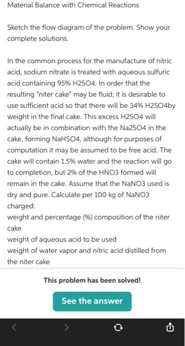 Solved Material Balance with Chemical Reactions Sketch the | Chegg.com