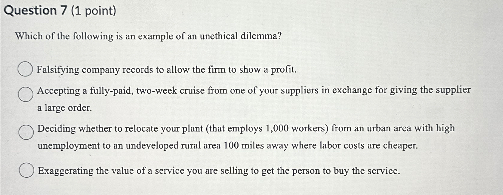 Solved Question 7 (1 ﻿point)Which of the following is an | Chegg.com