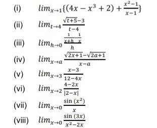 \( \begin{array}{l}\lim _{x \rightarrow 1}\left\{\left(4 x-x^{3}+2\right)+\frac{x^{2}-1}{x-1}\right\} \\ \lim _{t \rightarrow