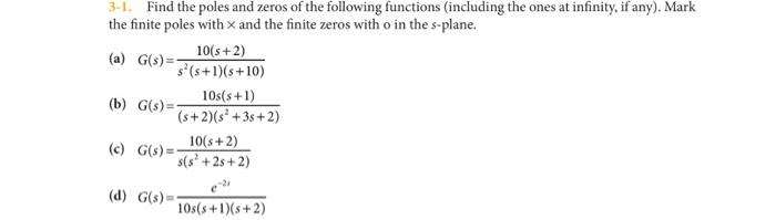 Solved For A And B And D Using Matlab Find Poles And Zeros 